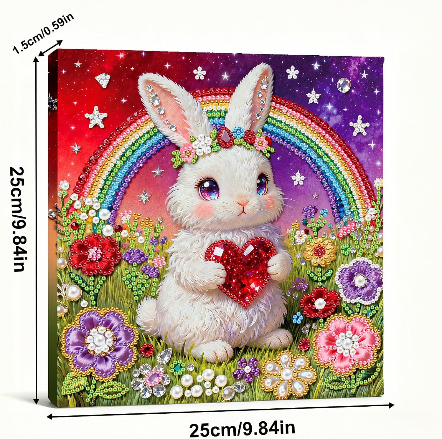 Sulunmo with Frame Diamond Art Kits for Adults,5D Pearl Art Diamond Painting Kits for Beginners,DIY Diamond Dots Pearl Paintings Picture Arts Craft for Adults,Home Wall Decor (Rabbit) 25 * 25cm