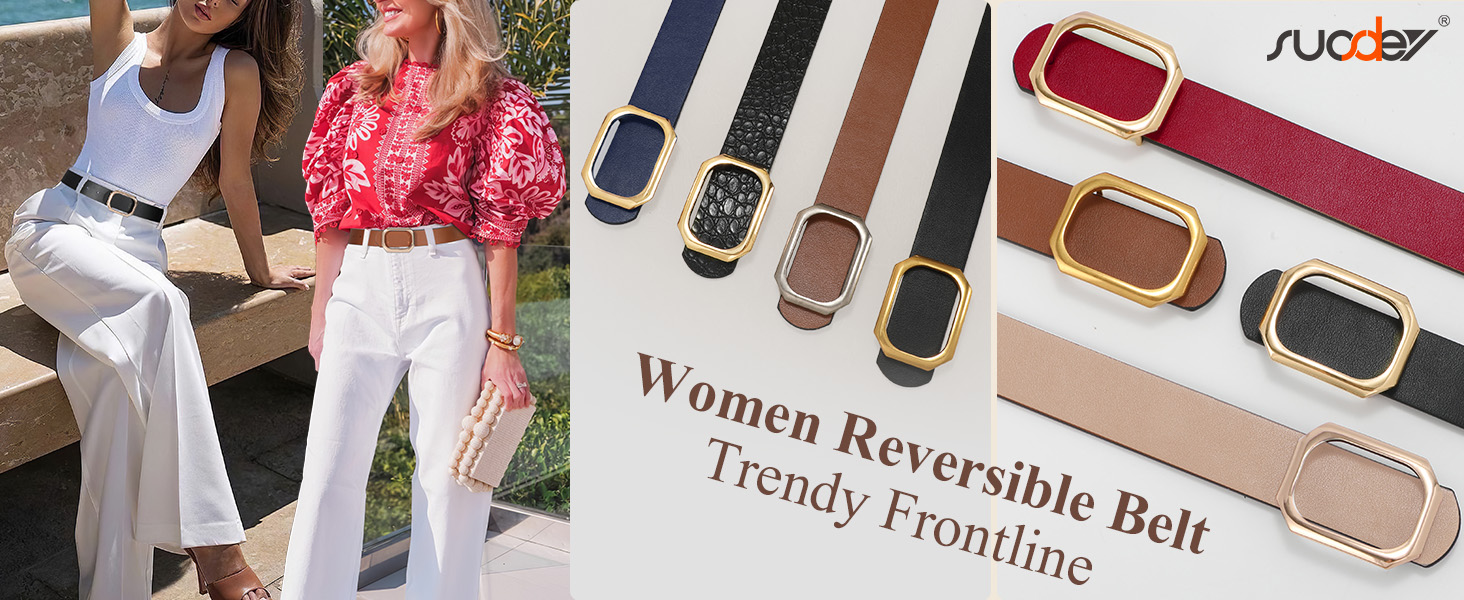 Women Reversible Leather Belt for Jeans Dresses Waist 1.3\