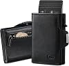 GSG SINCE 1998 Men's Wallet RFID Blocking Leather Wallet for Men Slim Wallet with Coin Pocket Pop-Up Card Access Black