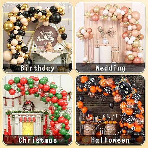 Miniatura 6 de Kit de arco de globos soporte de arco de globos flexible de 8.2 pies y 6 pies con base y bomba manual, versátil soporte de globos de medio arco para