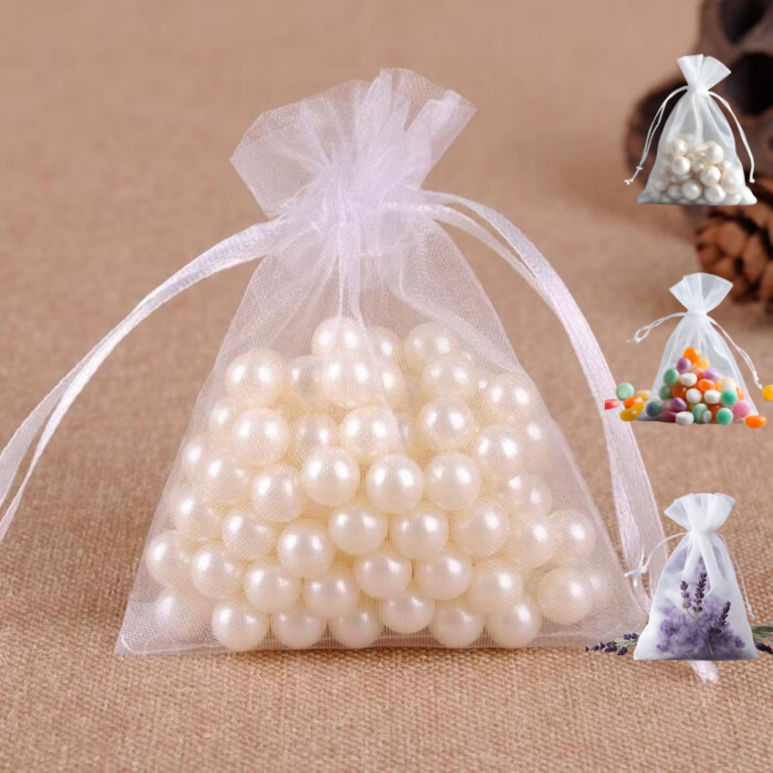 Sachet Organza Blanc (lot De 100) - Pochettes Cadeaux Bijou