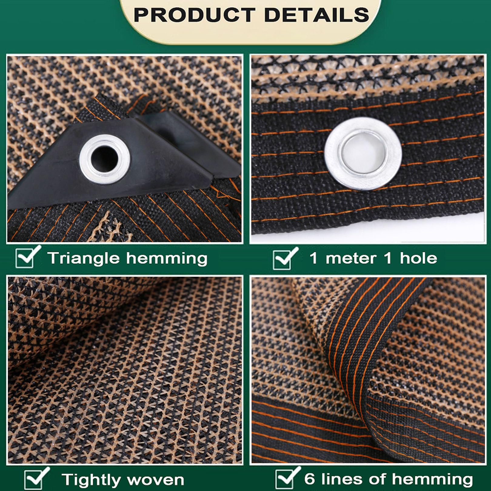 Brown Sichtschutznetz 4x7m HDPE-Schattennetz Schattierungsnetz