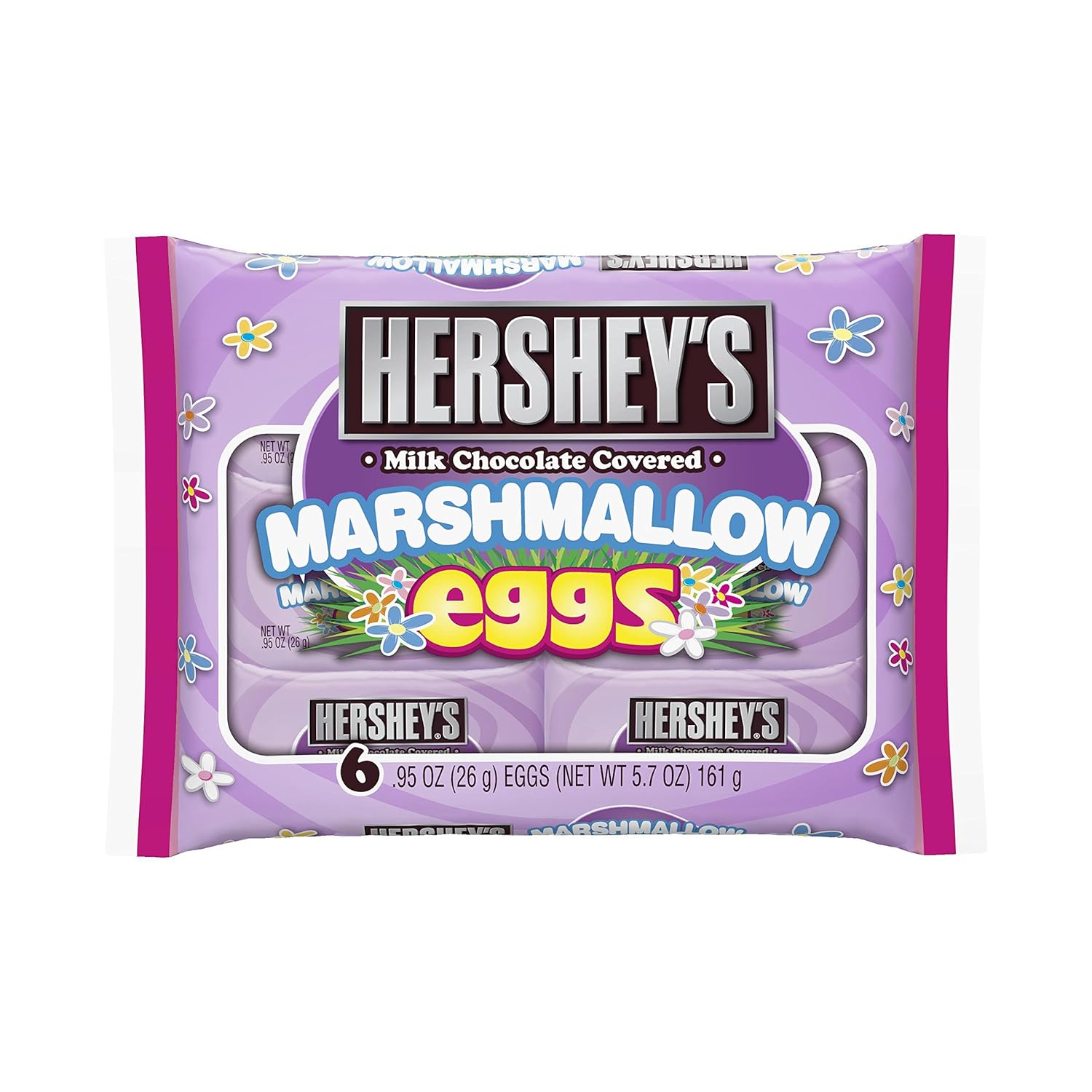 HERSHEY'S EGGS Chocolates, Milk Chocolate Covered Marshmallow Egg Individually Wrapped in Easter Packaging, 0.95 Ounce, 6 Count Package (Pack of 4)