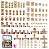 Ailbiuko 150Pcs Brass DOT Push-To-Connect Fittings & Compression Air Nylon Tubing Fittings Assortment Kits,1/4