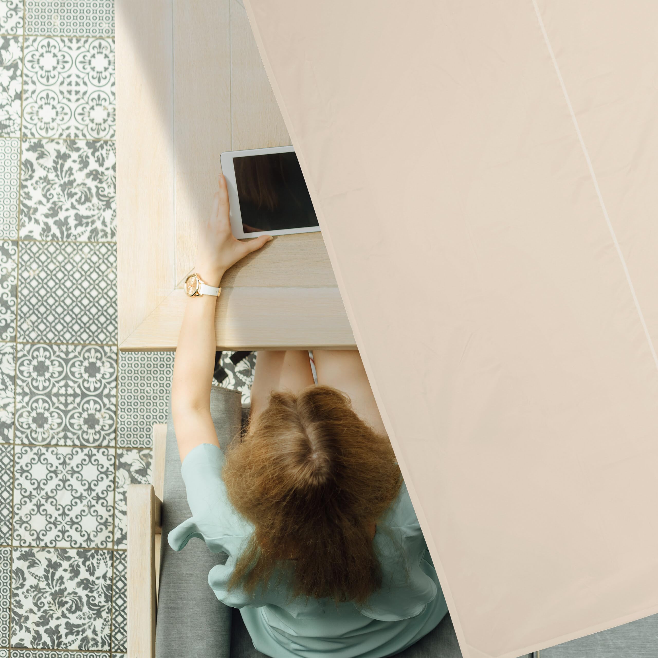 relaxdays Voile d’ombrage rectangulaire, L x P : 3,5 x 4,5 m, imperméable, Anti-UV, tendeurs, terrasse, Balcon, Beige
