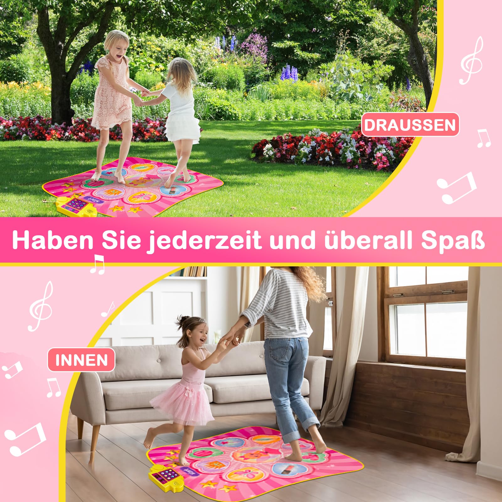 Zookao Tanzmatte Kinder Spielzeug ab 2 3 4 5 6 7 8 Jahre Mädchen Junge, Geschenk Musikinstrumente für Kinder ab 2-8 Jahr Keyboard Klaviermatte für Kinder 2-8 Jahr Kinderspielzeug Musikmatte Tanzmatte
