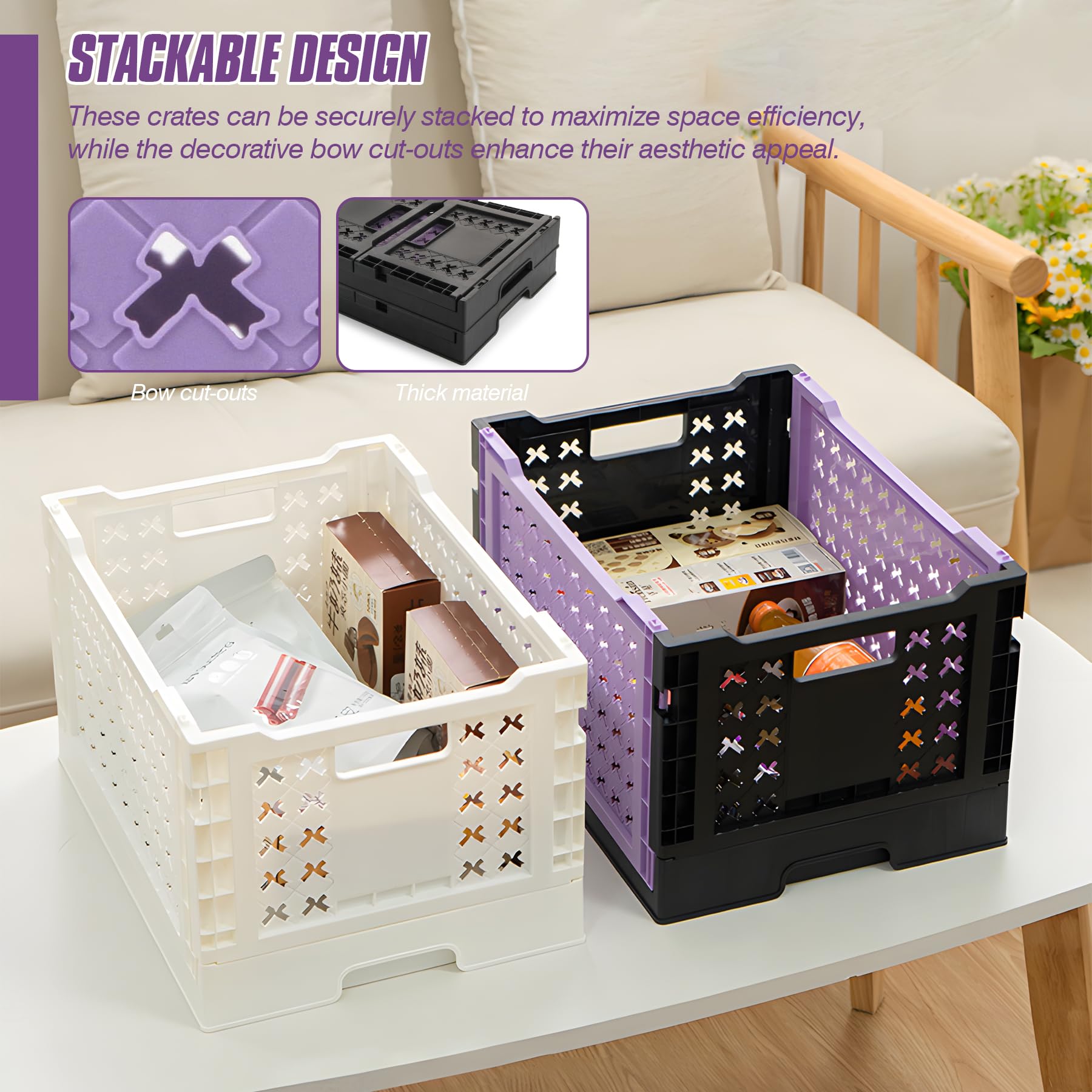 Spesh Caisses Rangement Pliables 24,5 L Cagette Pliante Plastique - Noir