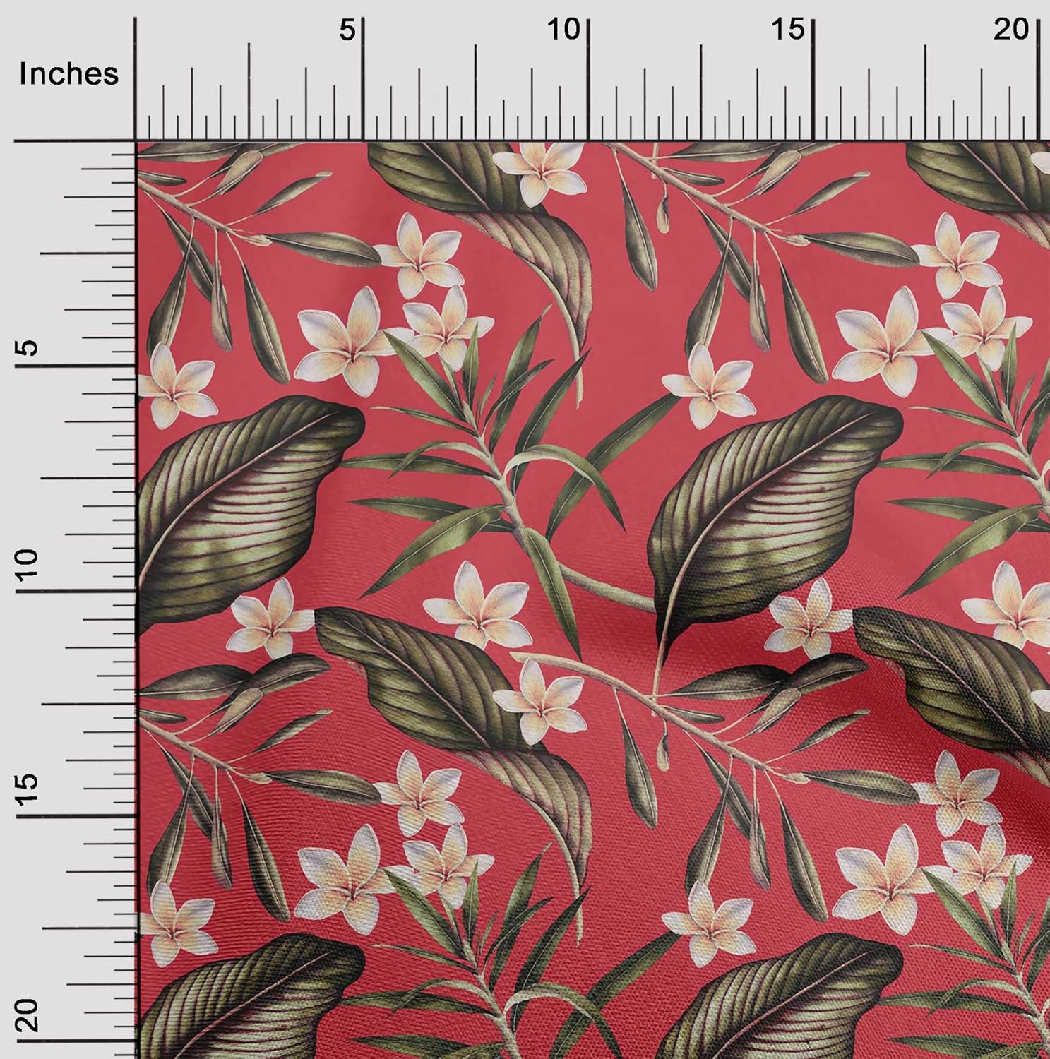 oneOone Polyester Spandex Light Green Fabric Floral & Leaves Tropical DIY Clothing Quilting Fabric Print Fabric by Yard 56 Inch Wide