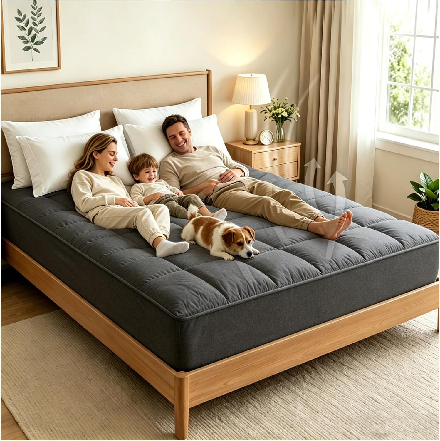 Premium Quilted 1000GSM Luxury Extra Thick Mattress Topper - Breathable & Fluffy Soft, Deep Pocket 8-21 Inch, Hotel-Style Plush Top, Back Support for Mattress Upgrade (White, King)