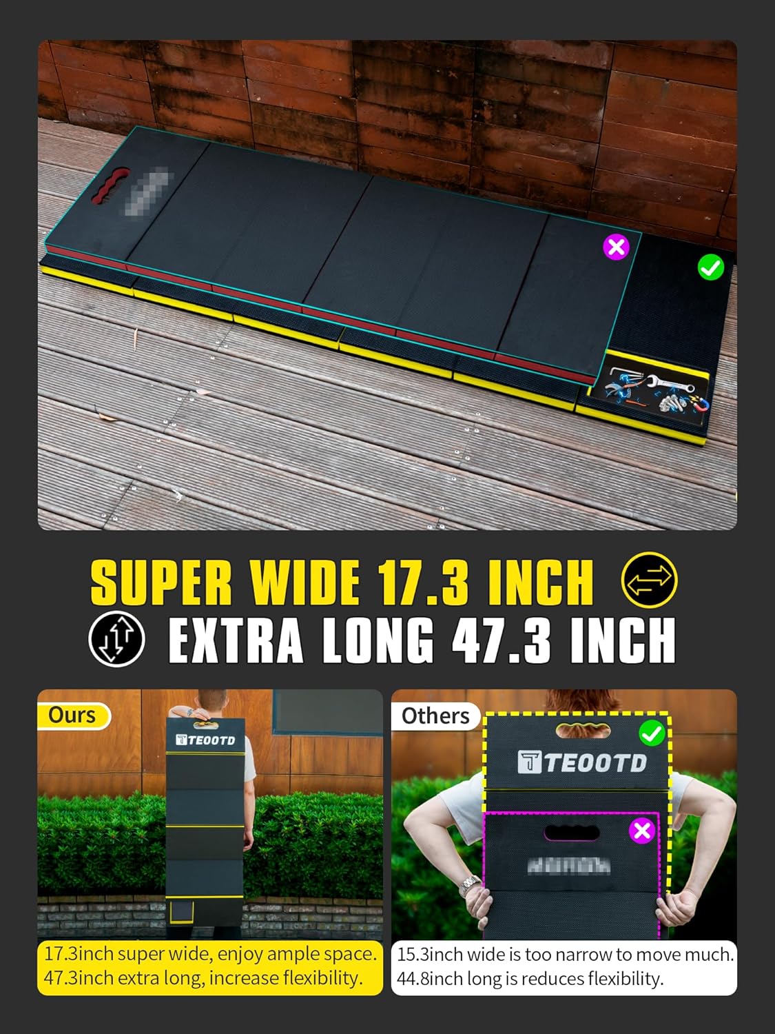 1.2" Extra Thick Foldable Kneeling Mat with Magnetlc Tool Compartment, 5 Fold Multi-Use Comfortable EVA Foam Cushion Pad with Handle & Storage Belt for Workshop Repairing,Gardening 47.3x17.3x1.2"