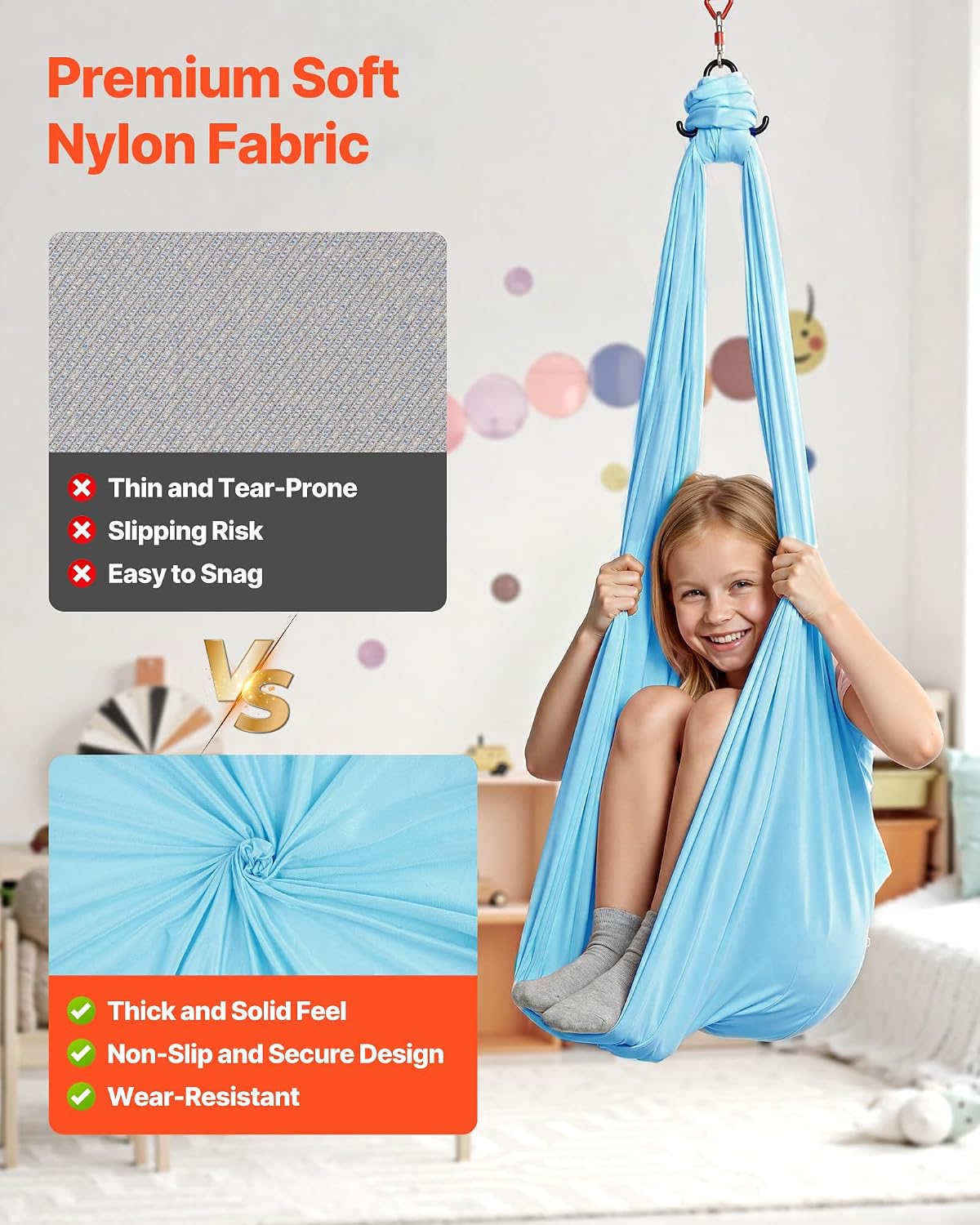 VEVOR Aerial Silk & Yoga Swing, Aerial Yoga Hammock Kit with 100gsm Nylon Fabric, Full Rigging Hardware & Easy Set-up Guide, Antigravity Flying for All Levels Fitness Bodybuilding