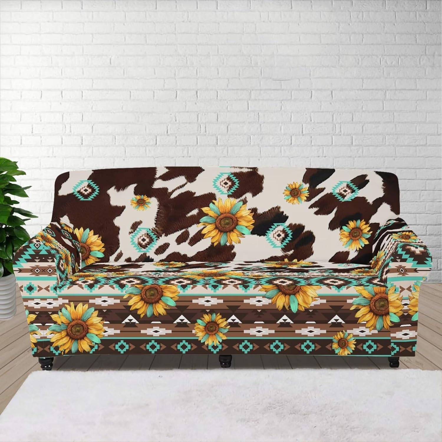 Aztec Horse Couch Covers for 3 Cushion Couch Washable Sofa Slipcovers Dragonfly Sofa Covers Washable Aesthetic Slipcovers with Elastic and Non Skid Foam