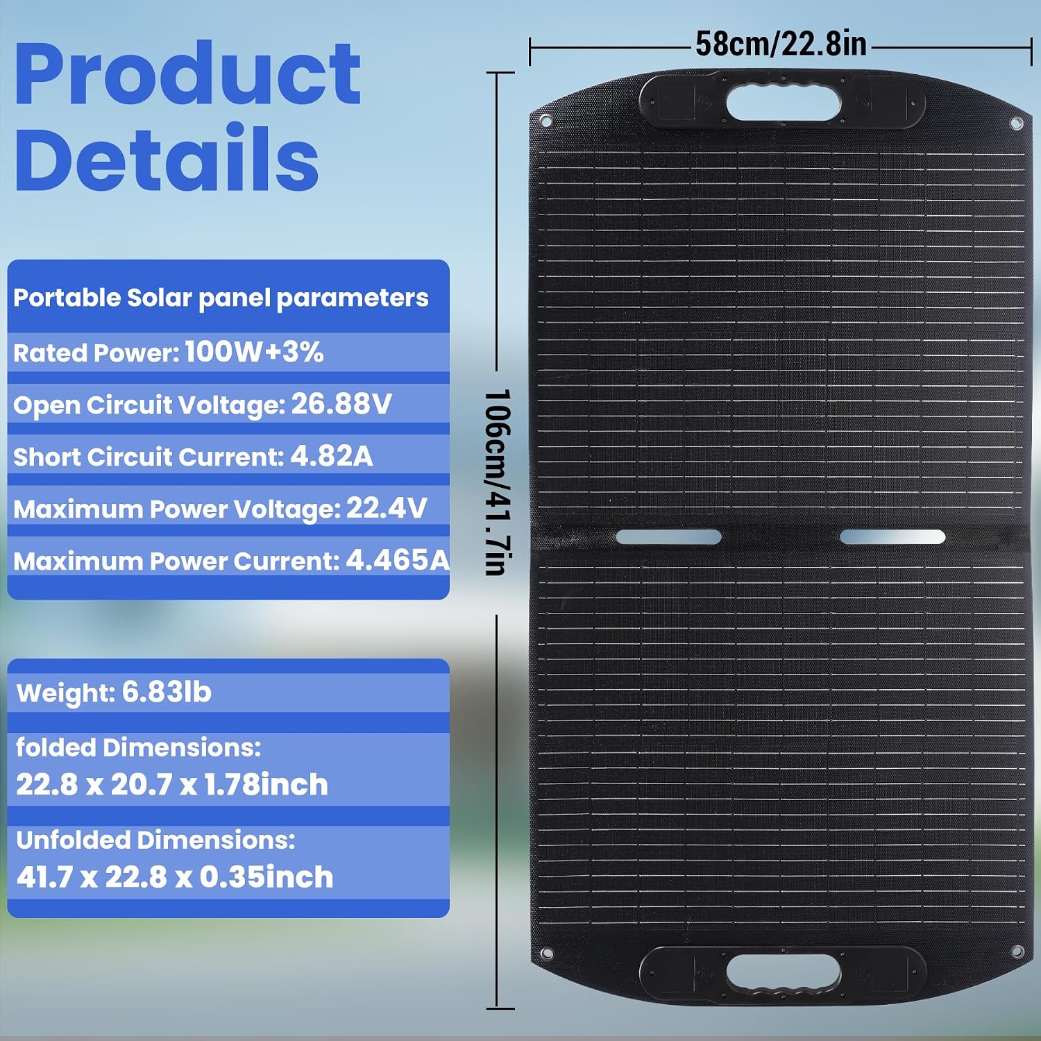 100W Portable Solar Panel 100 Watt Foldable for Power Station image 2