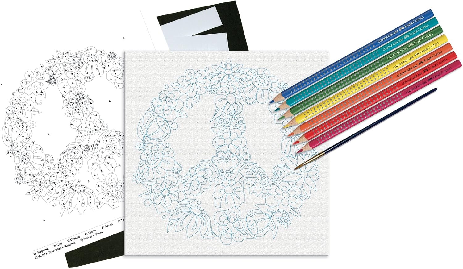 Faber-Castell Paint By Number Peace Kit - Watercolor Paint by Number for Kids : Everything Else