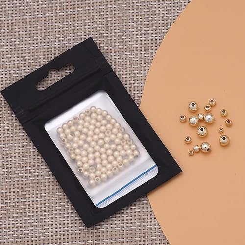 Miniatura 4 de TMMATE 300 cuentas redondas de 0.079 pulgadas chapadas en oro de 18 quilates, sin costuras, de latón liso, cuentas sueltas a granel para pulseras