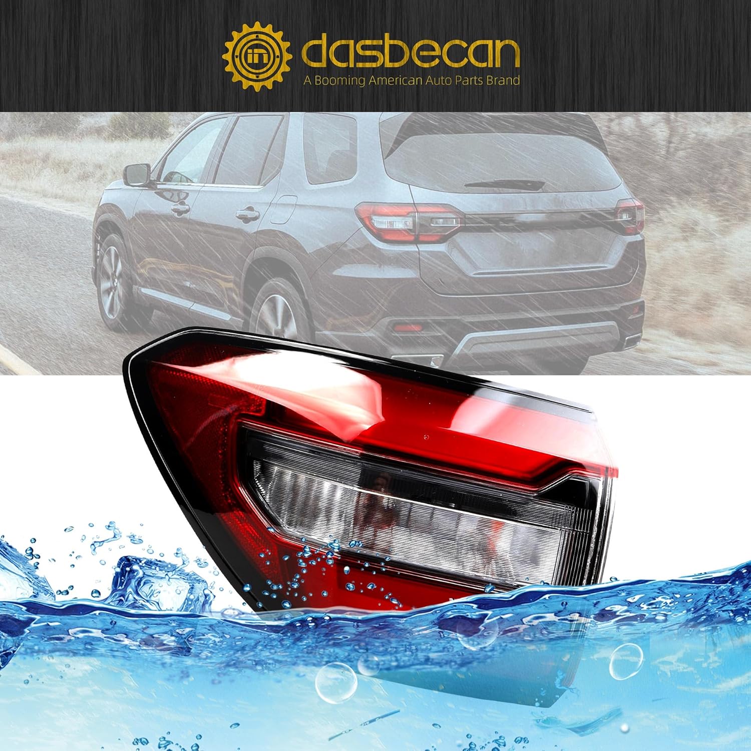 Dasbecan Left Driver Side LED Tail Light Assembly Compatible With 2023 2024 2025 2026 Replace 33550T90A01 Honda Pilot Taillight Rear Lamp