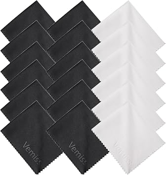 Vemiss 6 Pack Microfiber Glasses Cleaning Cloth, Wipes Lens Eyeglasses & Screens - Reusable, Portable with Keychain & Pouch - Sunglasses, Jewelry, Phone Cleaner Cloth Color 2