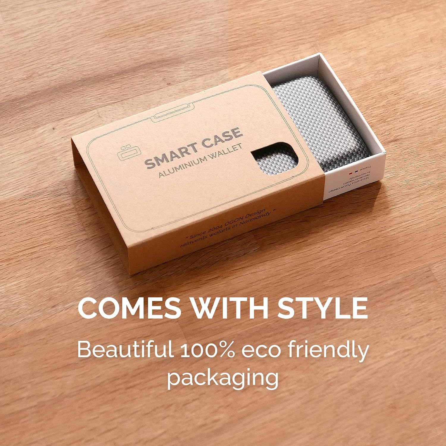 Aluminum wallet smart case by Ögon Designs – RFID Blocking – The original minimalist slim card holder for men and woman - Carbon Effect / Thin Weave
