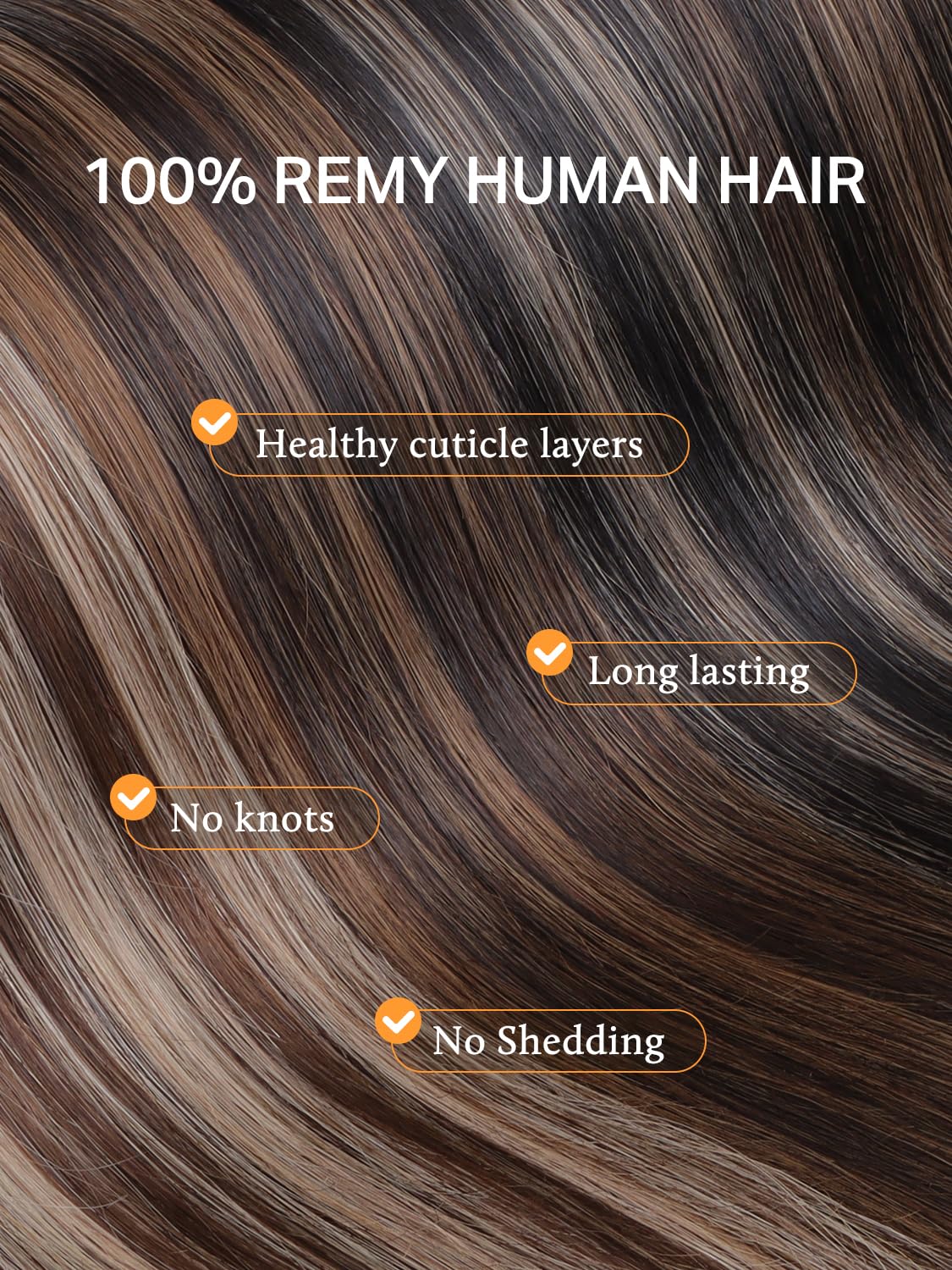 DOORES Tape in Weft Hair Extensions Human Hair Genius Seamless Weft, Balayage Dark Brown to Chestnut Brown 20 Inch 60g, Long Remy Extensions Instant Installation