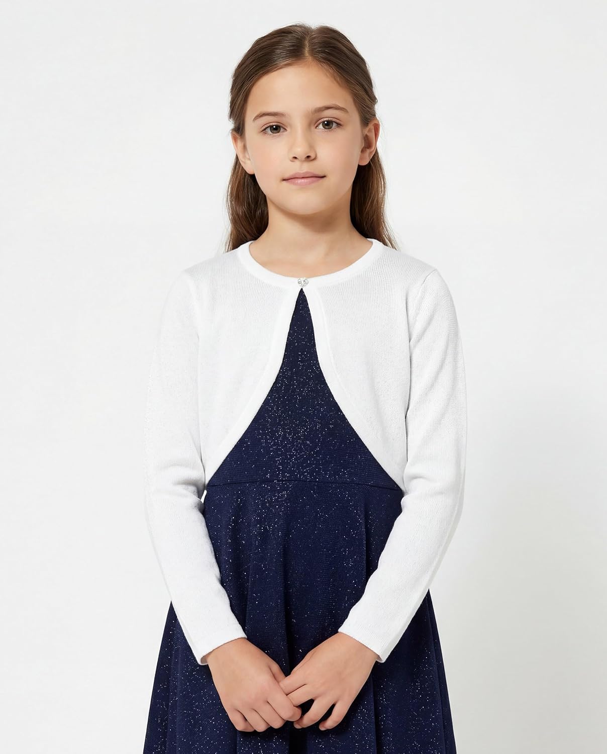 BOLEROSE Girls Long Sleeve Sparkle Cardigan Childrens Kids Bolero Shrug - Image 2