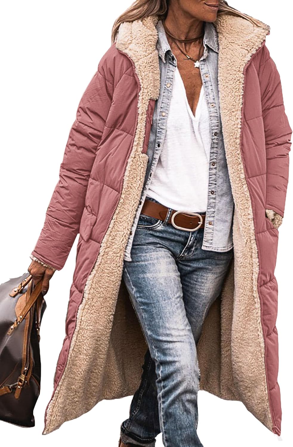 PRETTYGARDEN Women’s 2025 Winter Fashion Clothes Oversized Shearling Fleece Long Coats Jackets