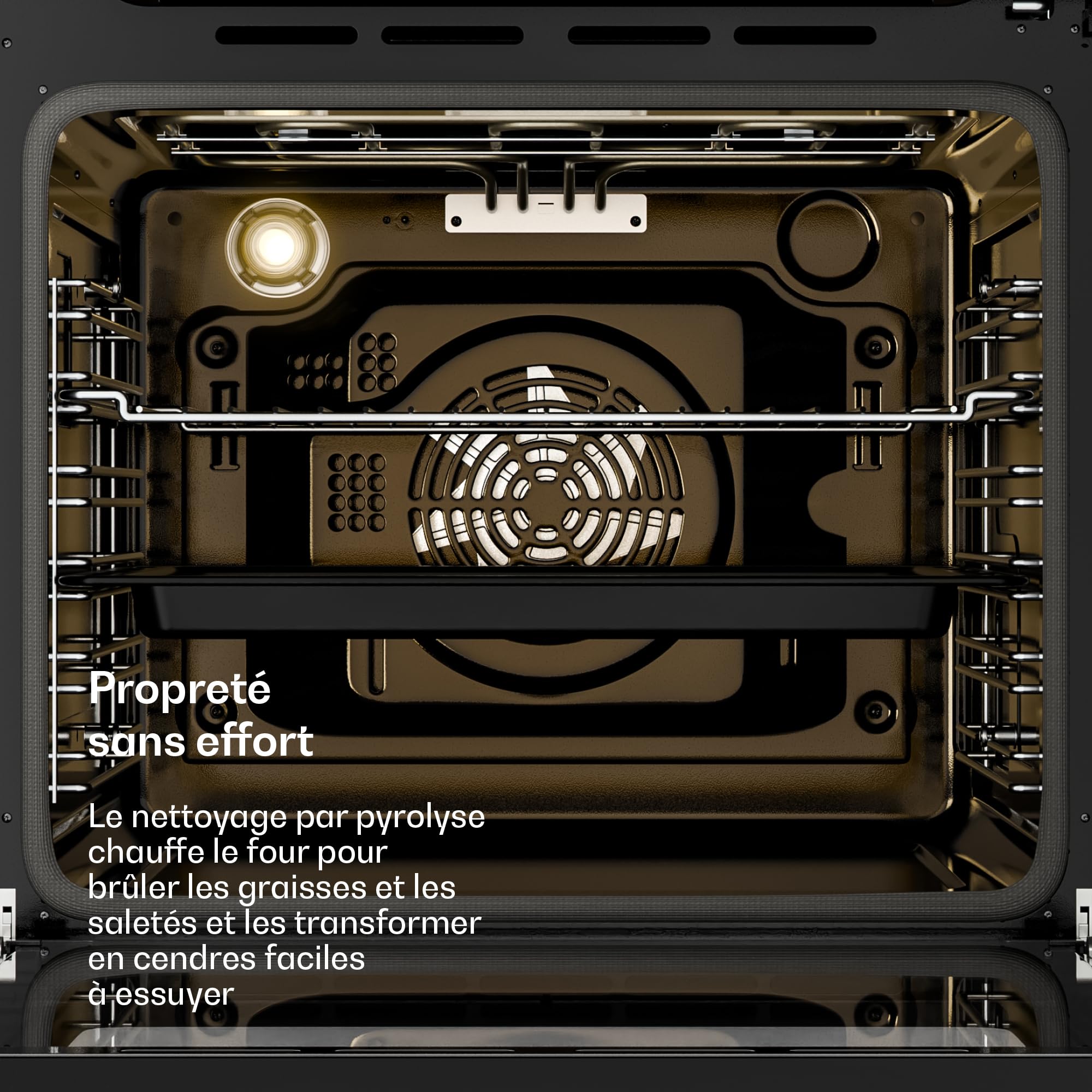 Klarstein Four Encastrable Pyrolyse Chaleur Tournante 76L - 11 Modes, Nettoyage Pyrolyse, Classe A, Design Rétro, Commande Boutons, Four Électrique Encastrable 60cm, Noir