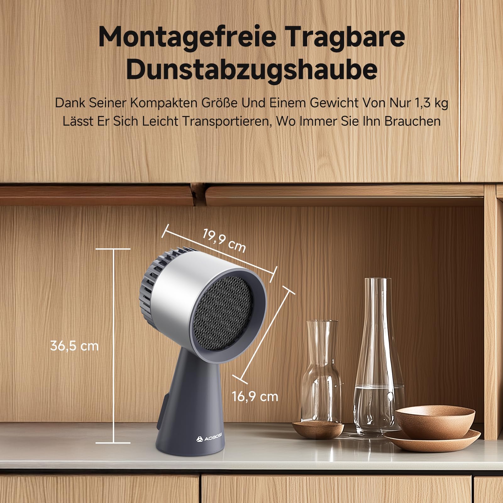 AAOBOSI Mini Dunstabzugshaube, Tragbare Abzugshaube mit Austauschbarem Filter, 3 Geschwindigkeiten, für BBQ, Kochen, Hot Pot, Camping, Wohnmobil, Küche