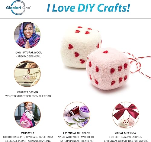 Miniatura 2 de GLACIART ONE 2 piezas de adornos colgantes para el interior del automóvil, divertidos y peludos, accesorios de espejo retrovisor de lana, bonito
