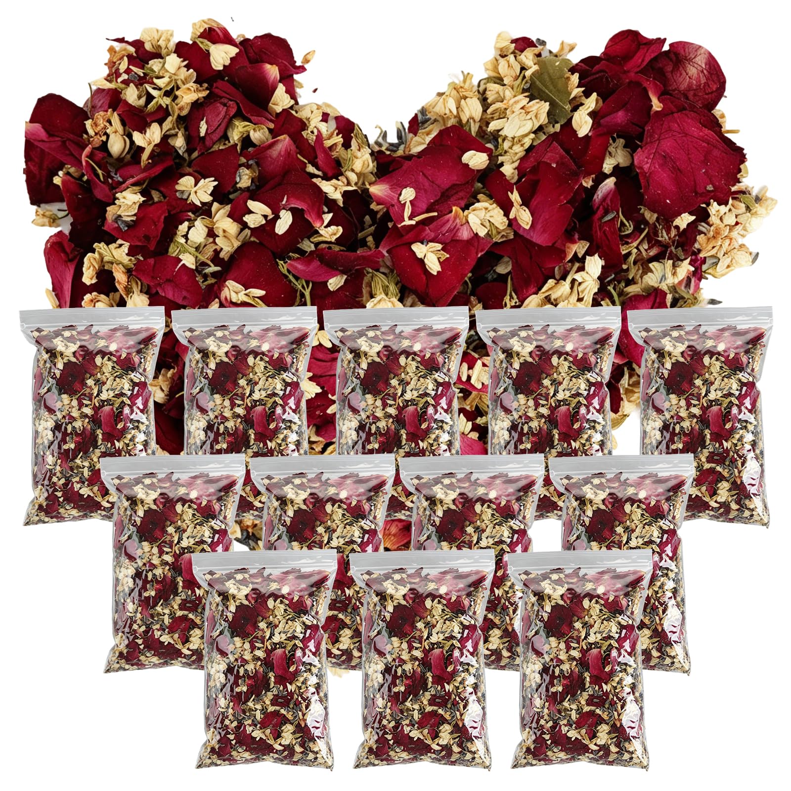 12 Pack Natural Dried Flower Confetti, 240g Biodegradable Wedding Confetti with Burgundy Rose Petals, Jasmine and Lavender, Eco-Friendly Flower Petals for Wedding Toss, Birthday Party, DIY Decoration