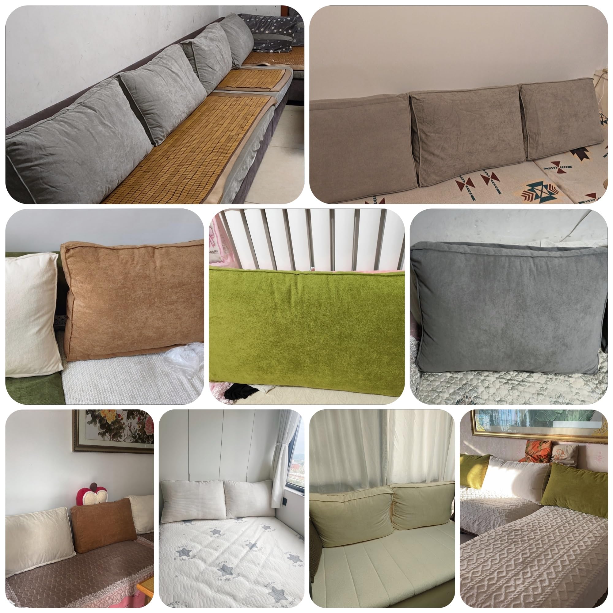 Extra ge Cojín de respaldo para sofá cama o sofá, 60/70/80/90/100 cm, almohada de apoyo lumbar extraíble lavable, ideal para lectura y relajación (D 80 x 48 x 20 cm)