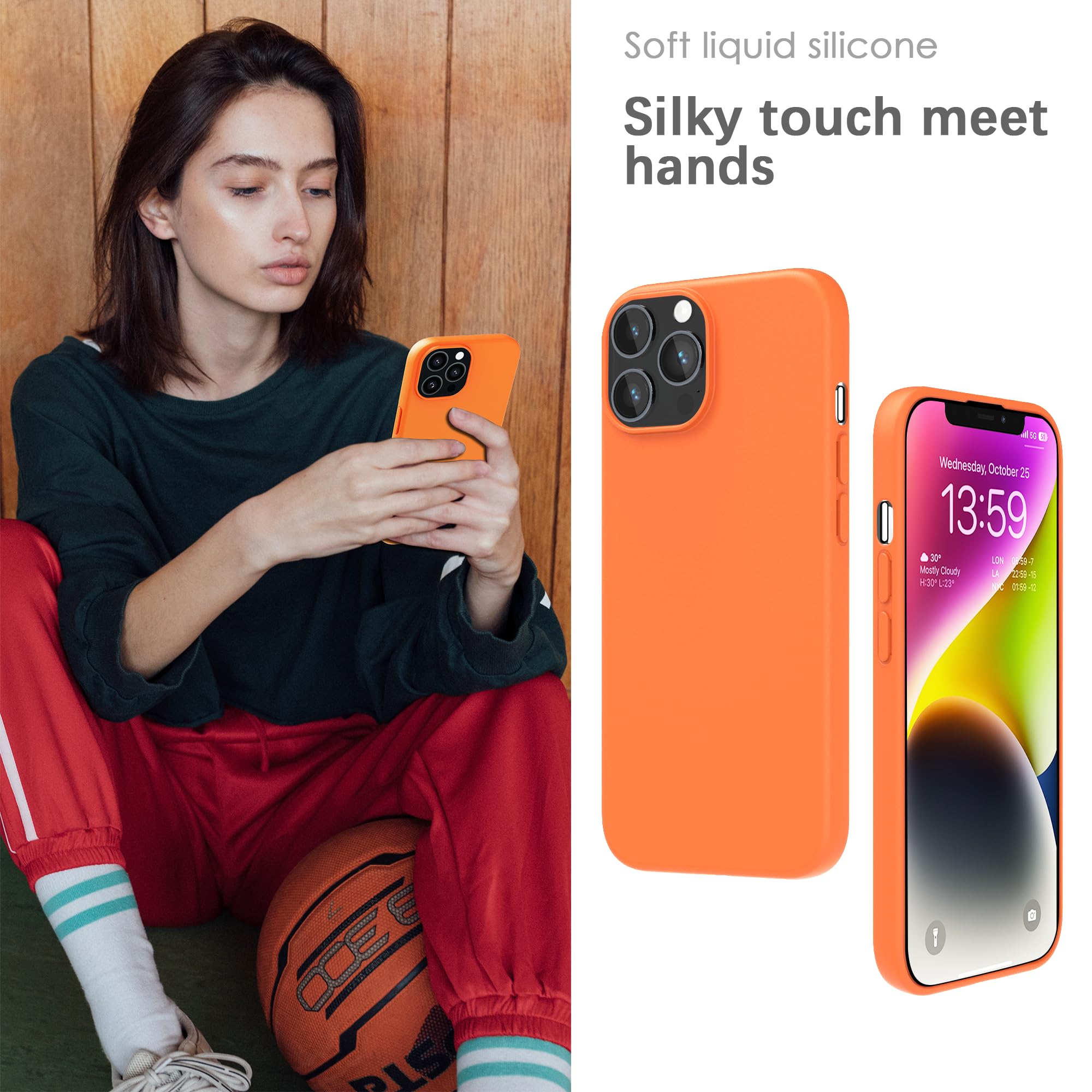 YATWIN Silicone Case for iPhone 13 Pro Max, Soft-Touch, Shockproof, DustProof - Image 4