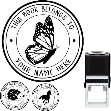Library Book Name Stamp Personalized This Belongs to Custom Self-Inking or Library Teacher Customized Name from The Ex-Libris of Black Red Blue Green Purple