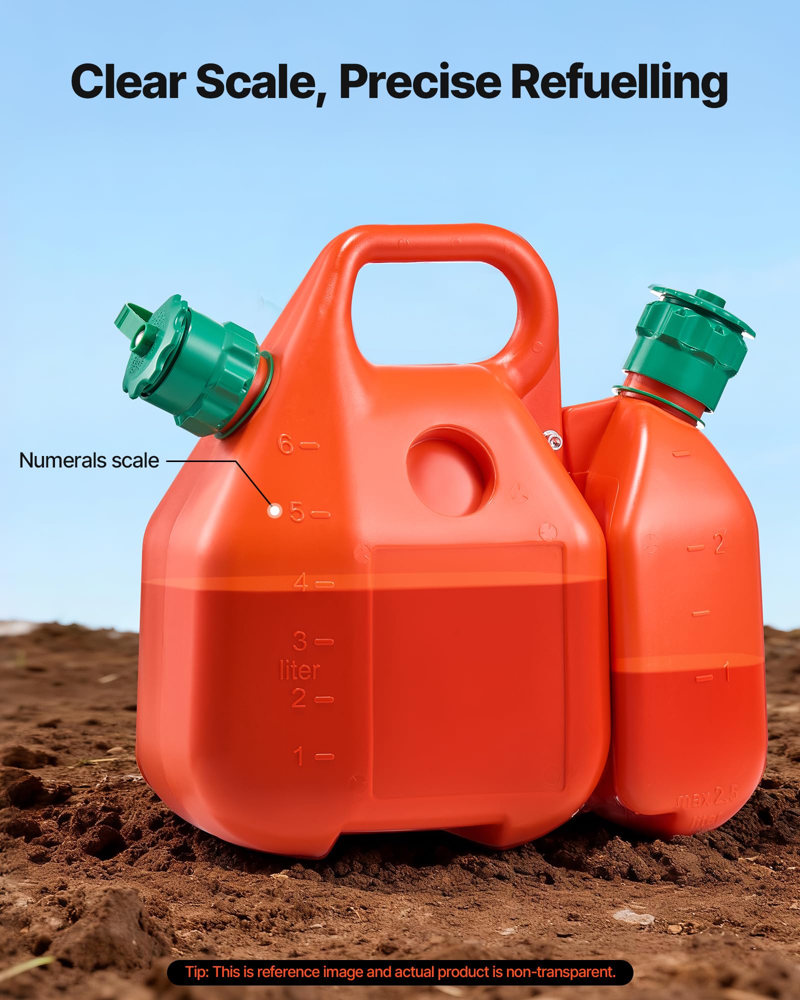 VEVOR Kraftstoffkanister, 6 L Kraftstofftank mit Ausguss & 1,9 L zusätzlichem Ölbehälter, max. Durchflussrate 5,5 L/min, Flüssigkeitsbehälter für die meisten Autos, Motorräder, ATVs & UTVs