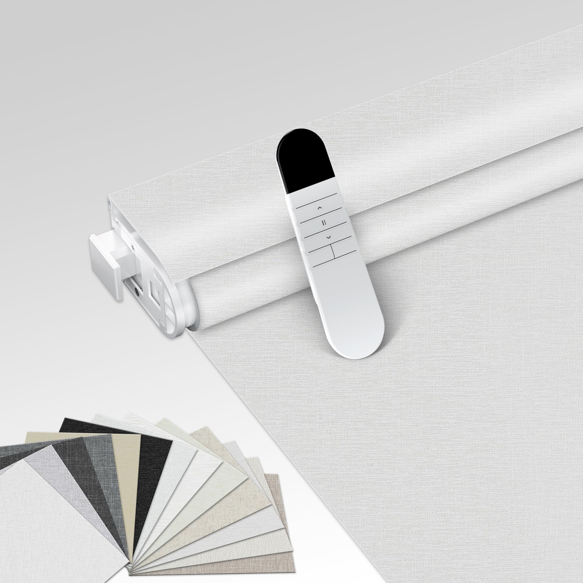 Allesin Motorized Blinds with Remote, 100% Blackout Smart Blinds for Windows, Automatic Shades Compatible with Alexa Remote Control Roller Window Shades, (Snow-Jacquard White-34 Wx72 H)