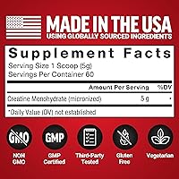 Vista 6 de Force Factor Polvo de Monohidrato de Creatina, Dosis de 5g Micronizada para Apoyar el Crecimiento Muscular, Fuerza, Recuperación, Salud Cognitiva