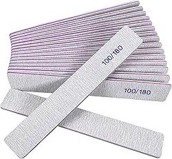Lixas de unhas 8 peças de lixa de esmeril de grão 100/180, lixa de unha dupla face para unhas naturais e acrílicas, lixadora de unhas profissional, lavável e reutilizável, ferramentas para uso