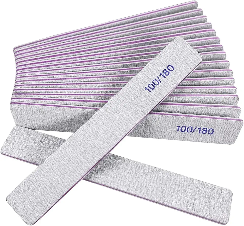 Lixas de unha, pacote com 8 placas de esmeril de grão 100/180, lixa de unha dupla face para unhas naturais e unhas de acrílico, lixadora de unhas profissional, lavável, reutilizável para uso doméstico