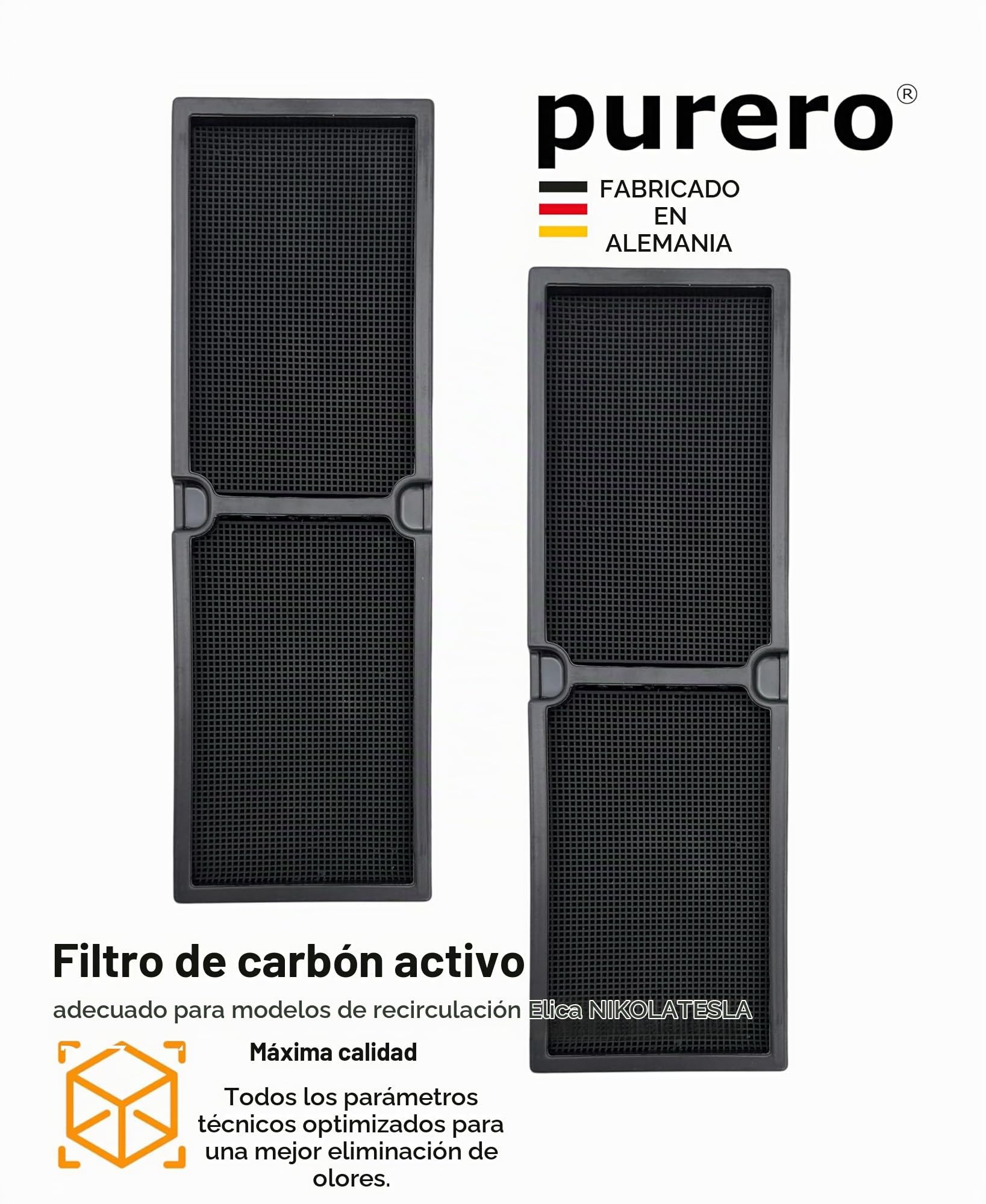 2 filtros de cerámica compatibles con filtros de carbón Elica Nikola Tesla KIT0167755, aptos para modelos Nikolatesla Alpha Fit, 3Z, Prime S, fabricado en Alemania