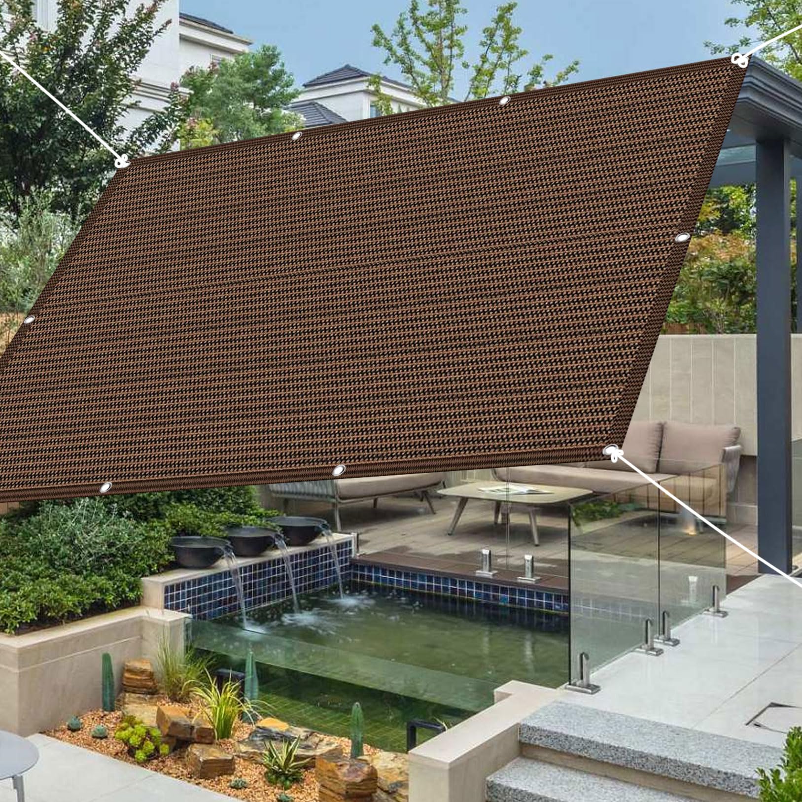 Toldo vela de sombra rectangular que frena el calor en el jardín 1