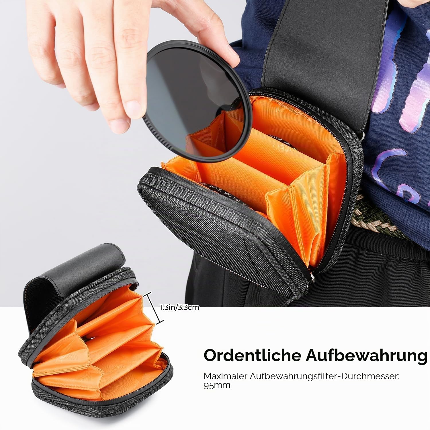 K&F CONCEPT 4 Stück Taschen für Kamera Filter 4-in-1 Filter-Taschen 4Pcs Objektivfilter Tasche Bis zu 95 mm
