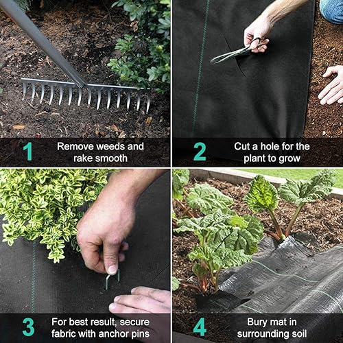 Miniatura 6 de Tela de barrera de malezas resistente de 6 pies x 100 pies de alta calidad, 3.2 onzas, tela de paisaje, tela geotextil tejida para contrapiso, tela