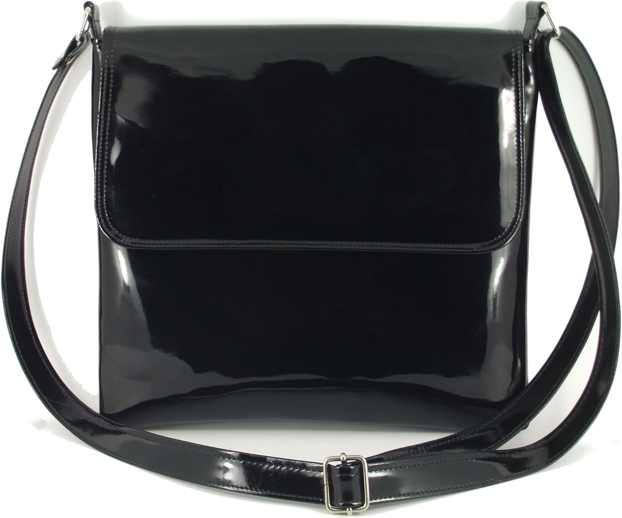 Loni Womens Cool Faux Patent Leather Cross-Body Shoulder Bag Handbag Medium Size