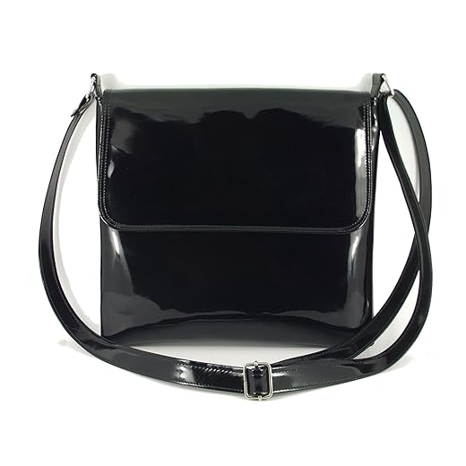 LONI Womens Cool Faux Patent Leather Cross-Body Shoulder Bag Handbag Medium Size