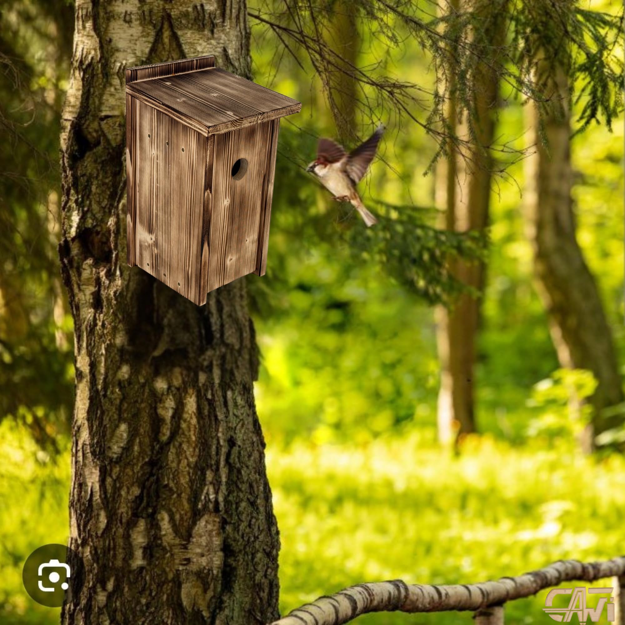 Caja nido para cámara Blink (cámara no incluida) – Madera ecológica, protección contra depredadores, inalámbrico, para observación de aves en el jardín
