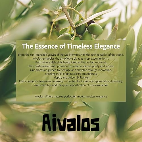 Miniatura 7 de Aivalos Aceite de oliva virgen extra, mediterráneo de origen único, primer prensado en frío, acabado suave y picante, cosecha fresca en vidrio