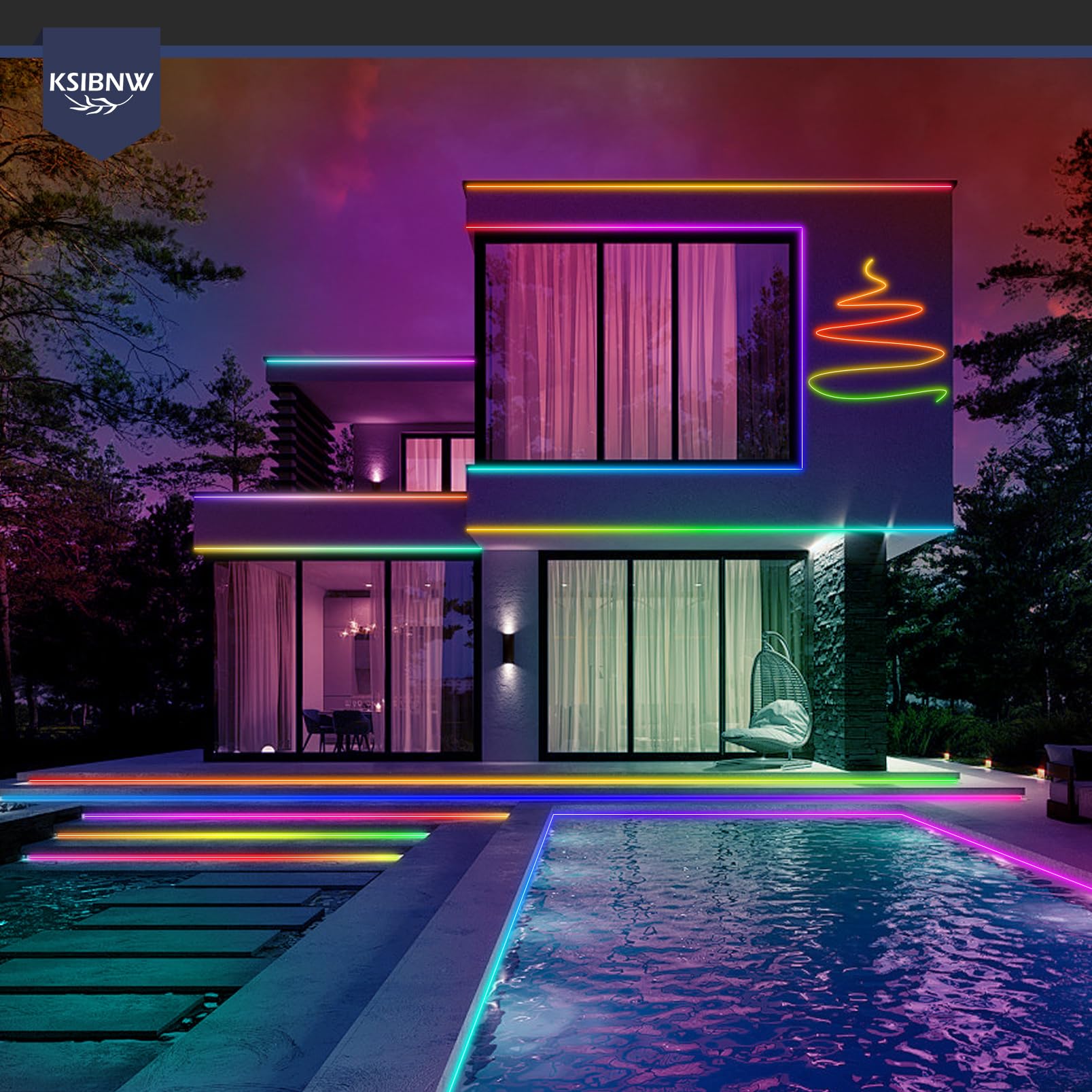 KSIBNW LED Neon Strip 10m, RGBIC Tira de LED Control con App & Mando a Distancia Impermeable IP65 Flexible Neón Luces Led Habitacion Sincronización Música Strip Light para Decoración Navidad, Fiestas