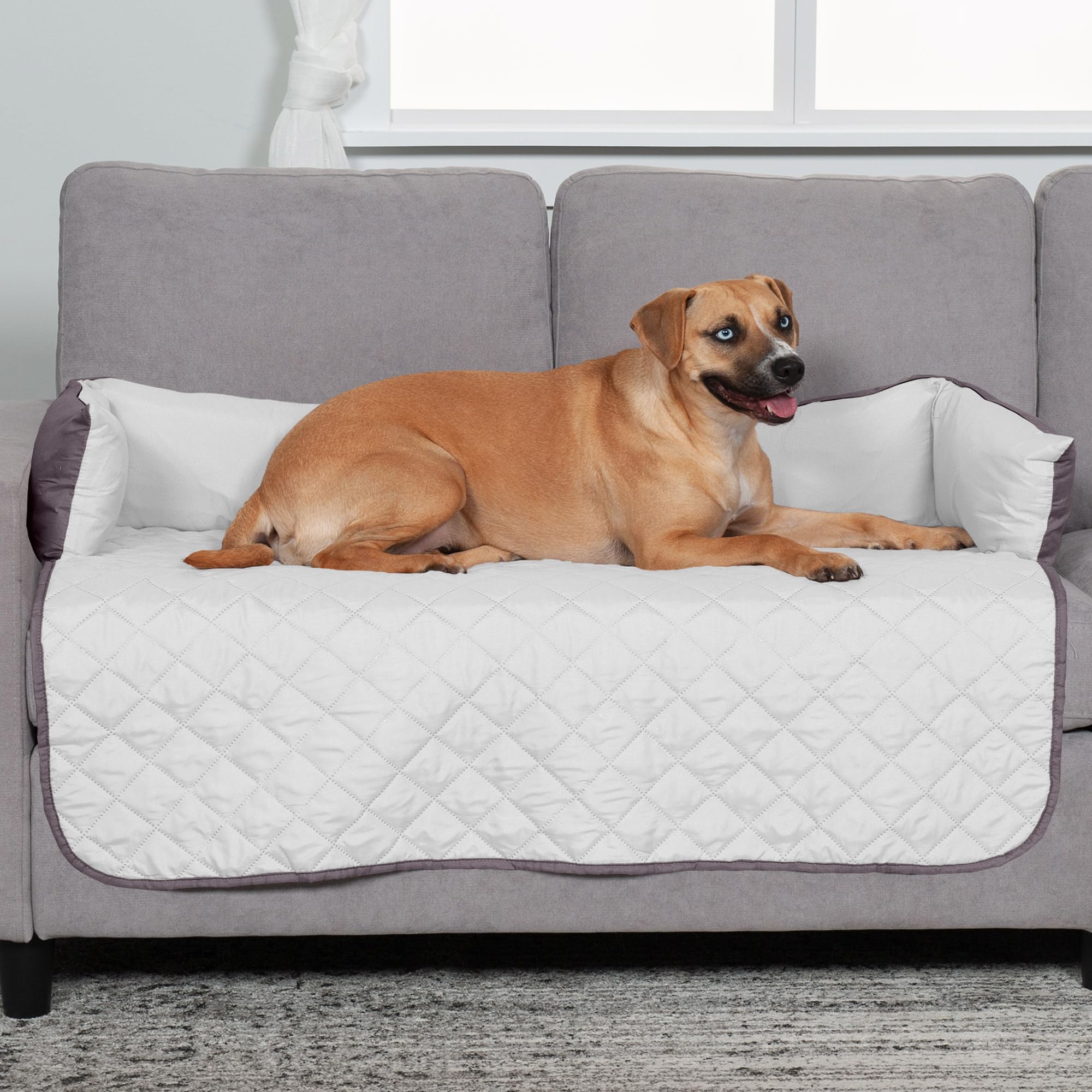 Furhaven Water-Resistant & Reversible 42" Wide Seat Cover Protector for Dogs & Cats, Perfect for Couches, Beds, & Car Seats - Sofa Buddy Bolster