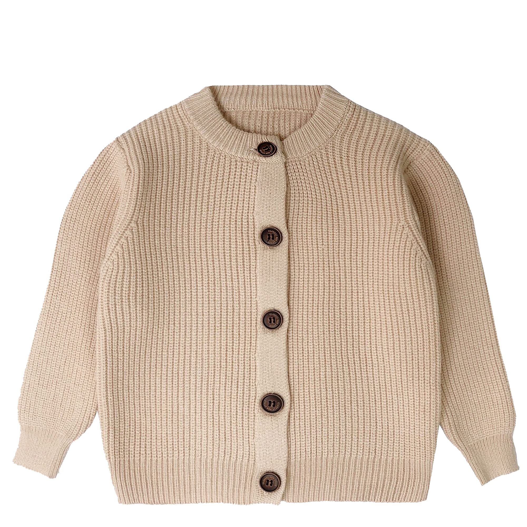 Baby Boy Baby Girl Small Knitted Cardigan with Button - Solid Color Cardigan Sweater - Warm,Comfortable,6M-4T Infant (Apricot, 12_Months)
