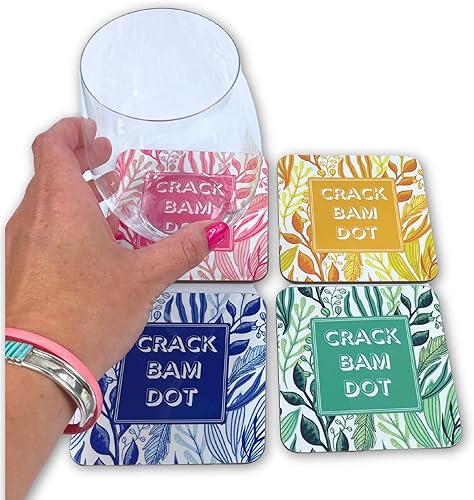 Miniatura 6 de Posavasos Mahjong, juego de 4. Regalo colorido de Mahjongg. para taza MAHJ, bebida, cóctel, mesa, juego. Crack, Bam, Dot!