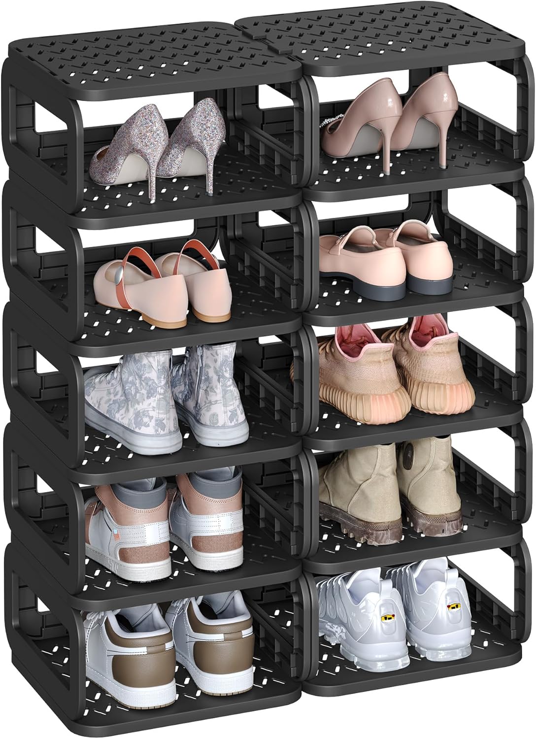 SONGMICS Shoe Rack, Shoe Organizer, 6 Shelves, Shoe Storage, Narrow Shoe Shelf, Open Shelf for Entryway, Living Room, Bathroom, Space-Saving, Ink Black ULPC037B01